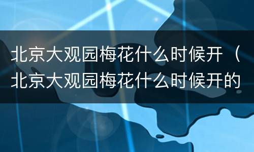 北京大观园梅花什么时候开（北京大观园梅花什么时候开的）