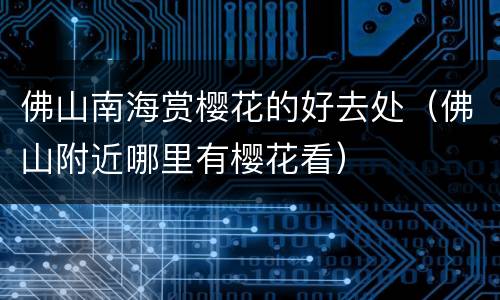 佛山南海赏樱花的好去处（佛山附近哪里有樱花看）