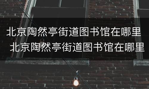 北京陶然亭街道图书馆在哪里 北京陶然亭街道图书馆在哪里啊