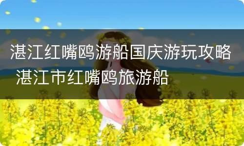 湛江红嘴鸥游船国庆游玩攻略 湛江市红嘴鸥旅游船