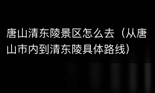 唐山清东陵景区怎么去（从唐山市内到清东陵具体路线）
