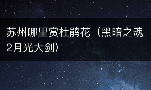 苏州哪里赏杜鹃花（黑暗之魂2月光大剑）