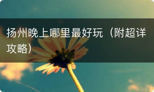 扬州晚上哪里最好玩（附超详攻略）