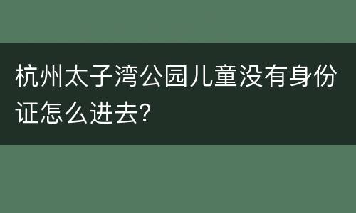 杭州太子湾公园儿童没有身份证怎么进去？