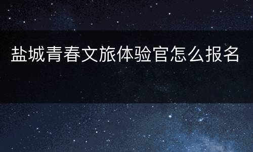 盐城青春文旅体验官怎么报名