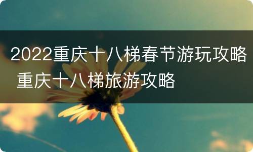 2022重庆十八梯春节游玩攻略 重庆十八梯旅游攻略