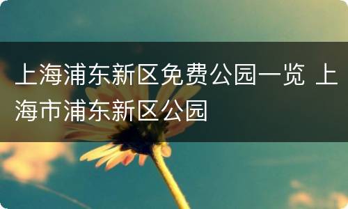 上海浦东新区免费公园一览 上海市浦东新区公园