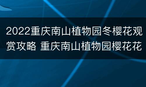 2022重庆南山植物园冬樱花观赏攻略 重庆南山植物园樱花花期