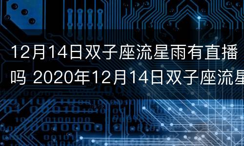 12月14日双子座流星雨有直播吗 2020年12月14日双子座流星雨直播