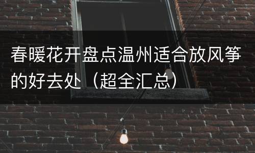 春暖花开盘点温州适合放风筝的好去处（超全汇总）