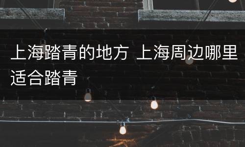 上海踏青的地方 上海周边哪里适合踏青