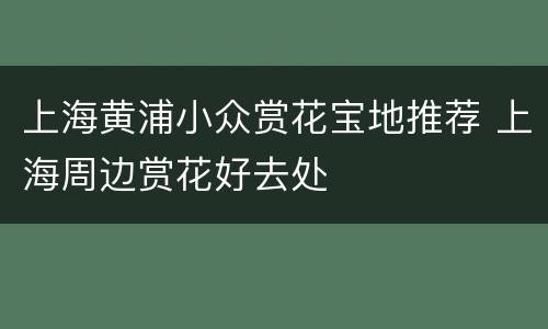 上海黄浦小众赏花宝地推荐 上海周边赏花好去处