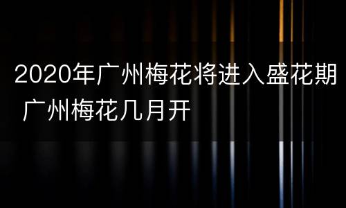 2020年广州梅花将进入盛花期 广州梅花几月开