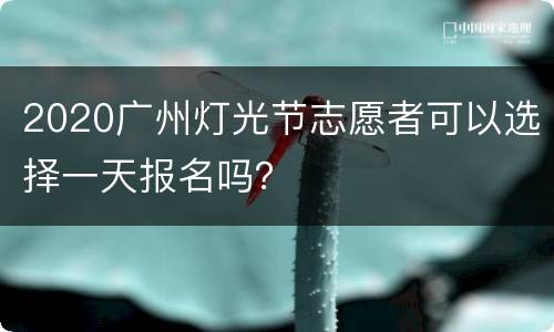 2020广州灯光节志愿者可以选择一天报名吗？