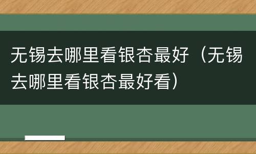 无锡去哪里看银杏最好（无锡去哪里看银杏最好看）