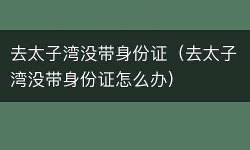 去太子湾没带身份证（去太子湾没带身份证怎么办）
