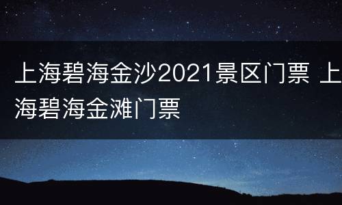 上海碧海金沙2021景区门票 上海碧海金滩门票
