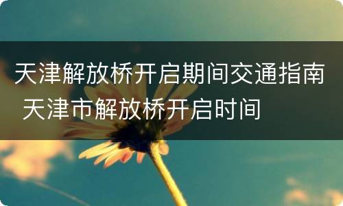 天津解放桥开启期间交通指南 天津市解放桥开启时间