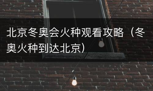 北京冬奥会火种观看攻略（冬奥火种到达北京）