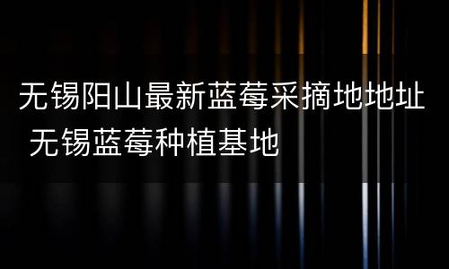 无锡阳山最新蓝莓采摘地地址 无锡蓝莓种植基地