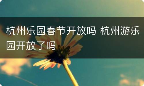 杭州乐园春节开放吗 杭州游乐园开放了吗