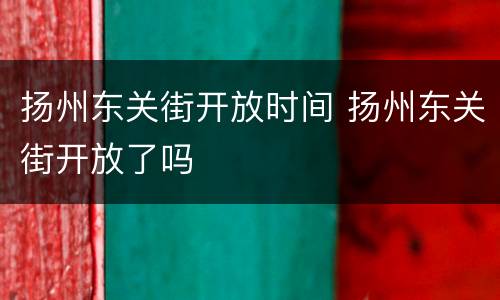 扬州东关街开放时间 扬州东关街开放了吗