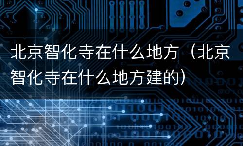 北京智化寺在什么地方（北京智化寺在什么地方建的）