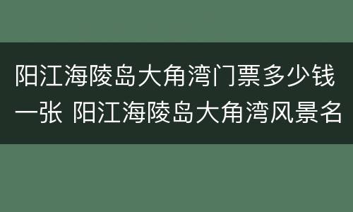 阳江海陵岛大角湾门票多少钱一张 阳江海陵岛大角湾风景名胜区门票