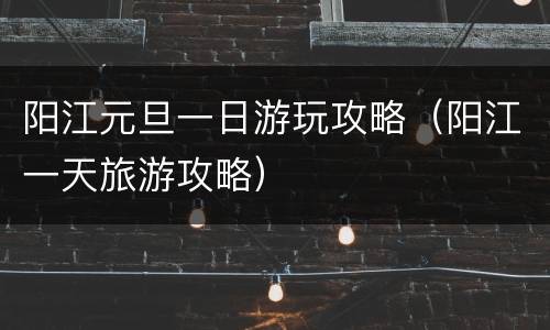 阳江元旦一日游玩攻略（阳江一天旅游攻略）