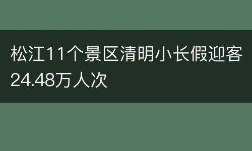 松江11个景区清明小长假迎客24.48万人次