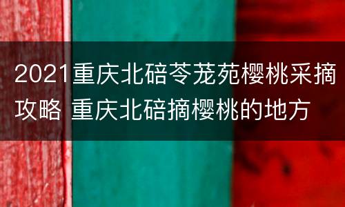 2021重庆北碚苓茏苑樱桃采摘攻略 重庆北碚摘樱桃的地方