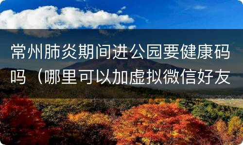 常州肺炎期间进公园要健康码吗（哪里可以加虚拟微信好友）