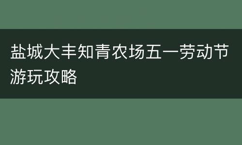 盐城大丰知青农场五一劳动节游玩攻略