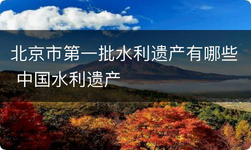 北京市第一批水利遗产有哪些 中国水利遗产