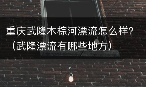 重庆武隆木棕河漂流怎么样？（武隆漂流有哪些地方）