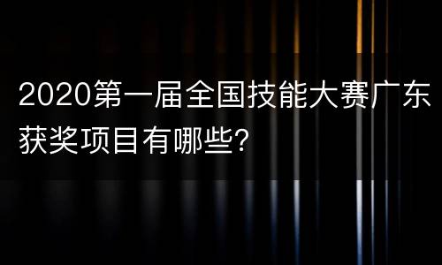 2020第一届全国技能大赛广东获奖项目有哪些？