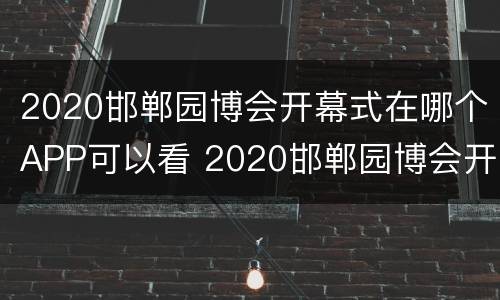 2020邯郸园博会开幕式在哪个APP可以看 2020邯郸园博会开幕式在哪个app可以看到