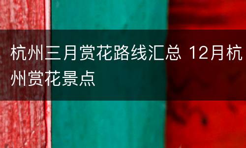 杭州三月赏花路线汇总 12月杭州赏花景点