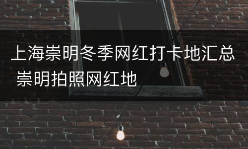 上海崇明冬季网红打卡地汇总 崇明拍照网红地