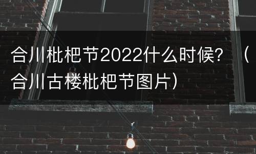 合川枇杷节2022什么时候？（合川古楼枇杷节图片）