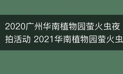 2020广州华南植物园萤火虫夜拍活动 2021华南植物园萤火虫