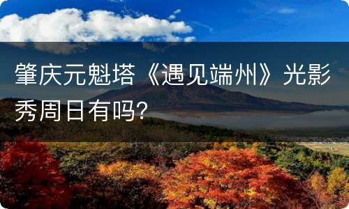 肇庆元魁塔《遇见端州》光影秀周日有吗？
