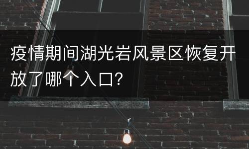 疫情期间湖光岩风景区恢复开放了哪个入口？