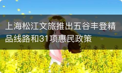上海松江文旅推出五谷丰登精品线路和31项惠民政策