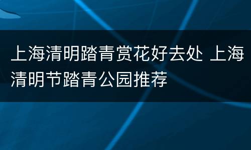 上海清明踏青赏花好去处 上海清明节踏青公园推荐