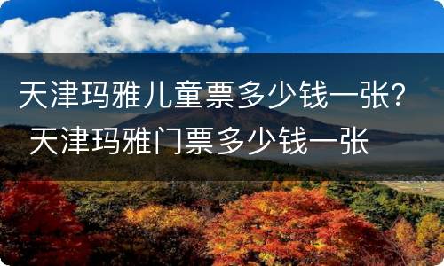 天津玛雅儿童票多少钱一张？ 天津玛雅门票多少钱一张