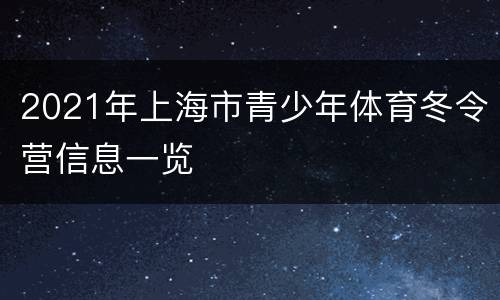 2021年上海市青少年体育冬令营信息一览