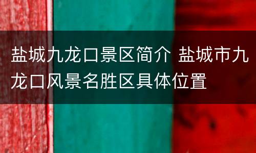 盐城九龙口景区简介 盐城市九龙口风景名胜区具体位置