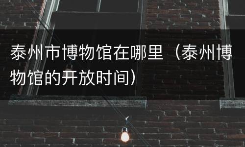 泰州市博物馆在哪里（泰州博物馆的开放时间）
