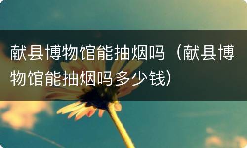 献县博物馆能抽烟吗（献县博物馆能抽烟吗多少钱）
